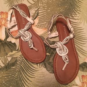 Rhinestone and knot sandals